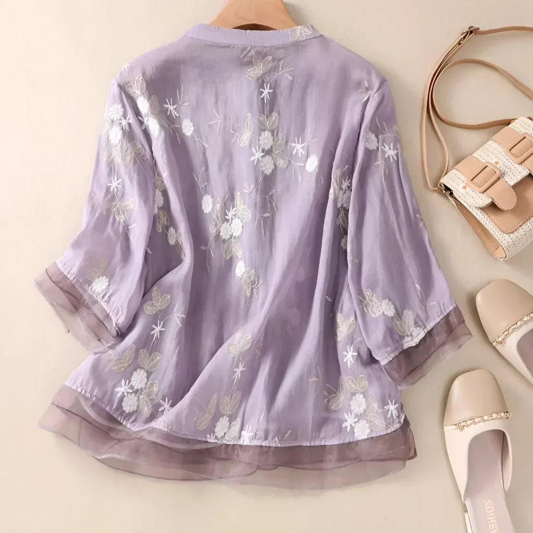Seraphine™ | Çiçek işlemeli bluz