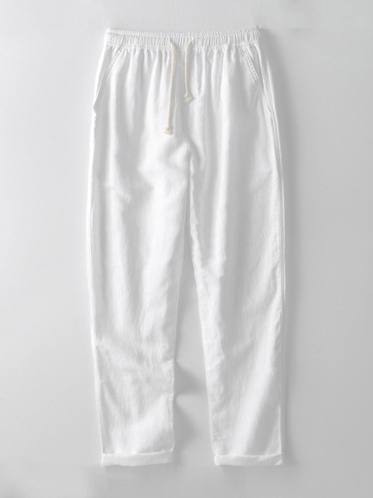 Keten Rayon Karışımı Düğmeli Gömlek ve Düz Paça Keten Pantolon