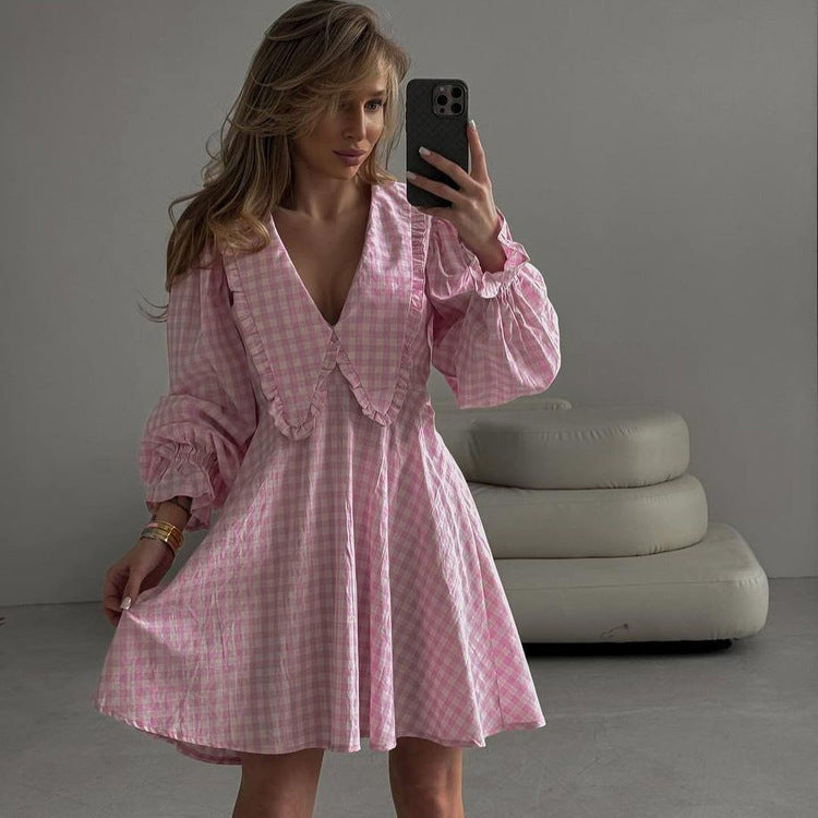 Seraphine™ | Colette Kareli Fırfır Elbise