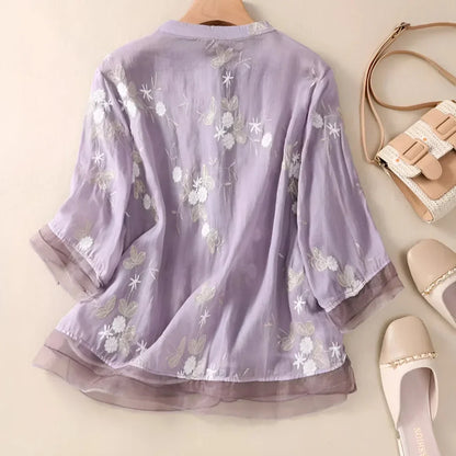 Seraphine™ | Çiçek işlemeli bluz