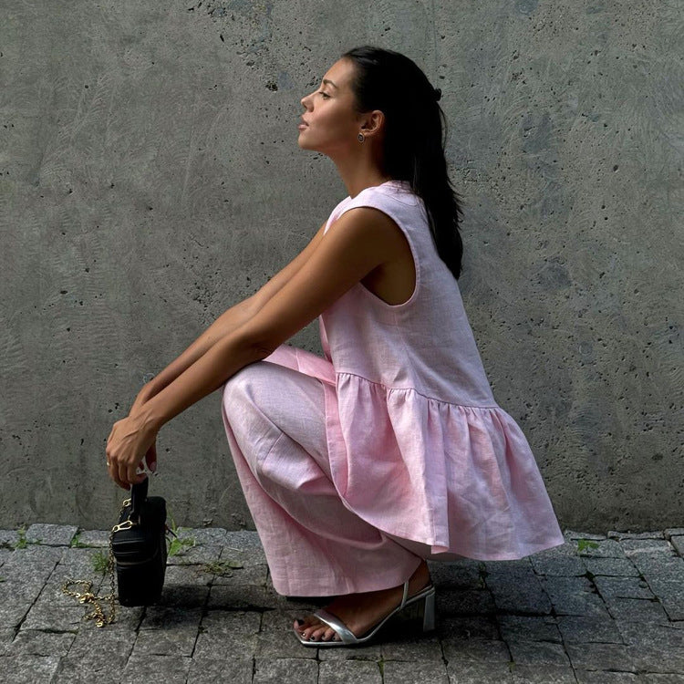 Seraphine™ | Pastel Pembe Keten Takım