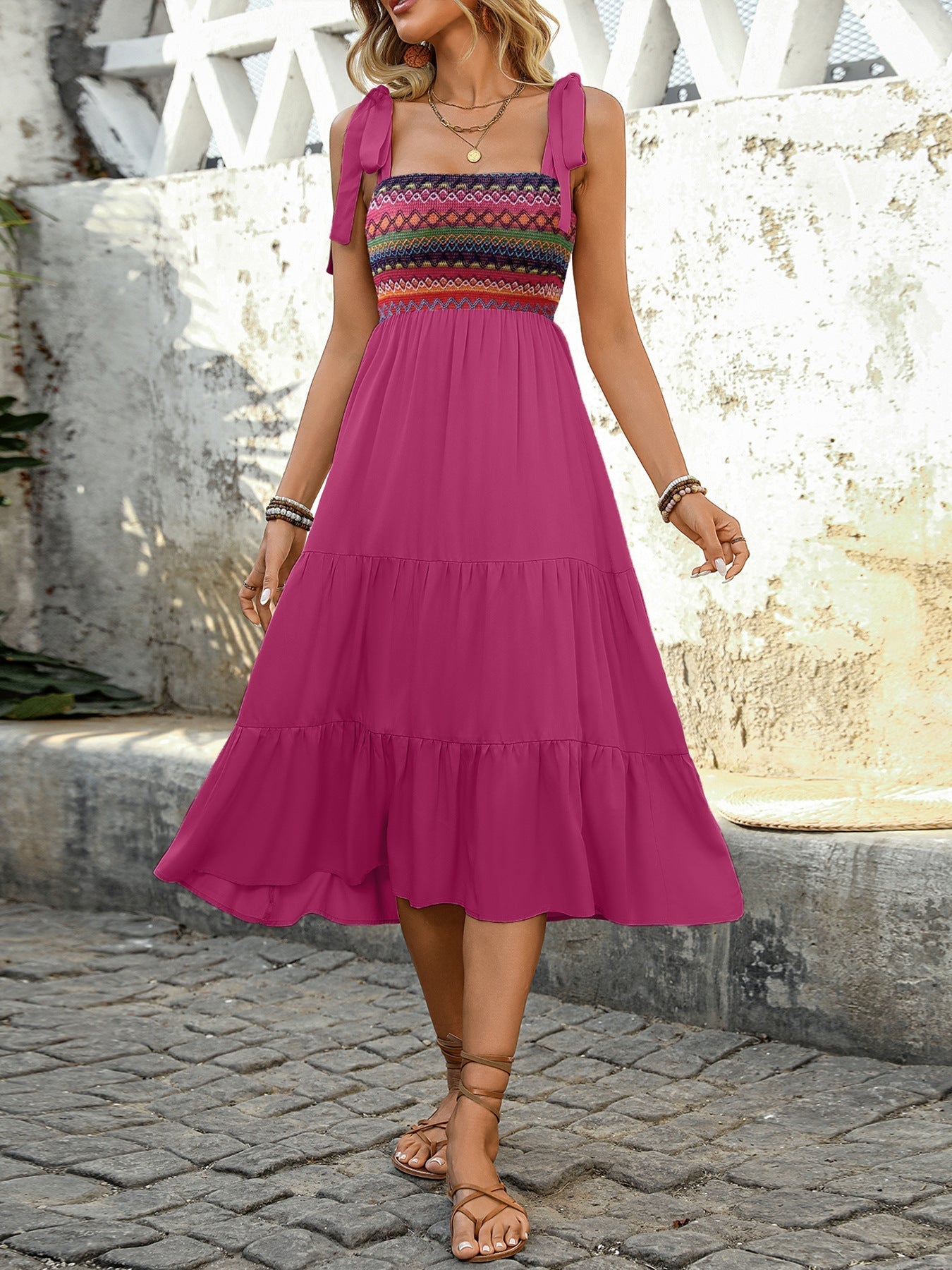 Seraphine™ | Solea Etnik Midi Elbise