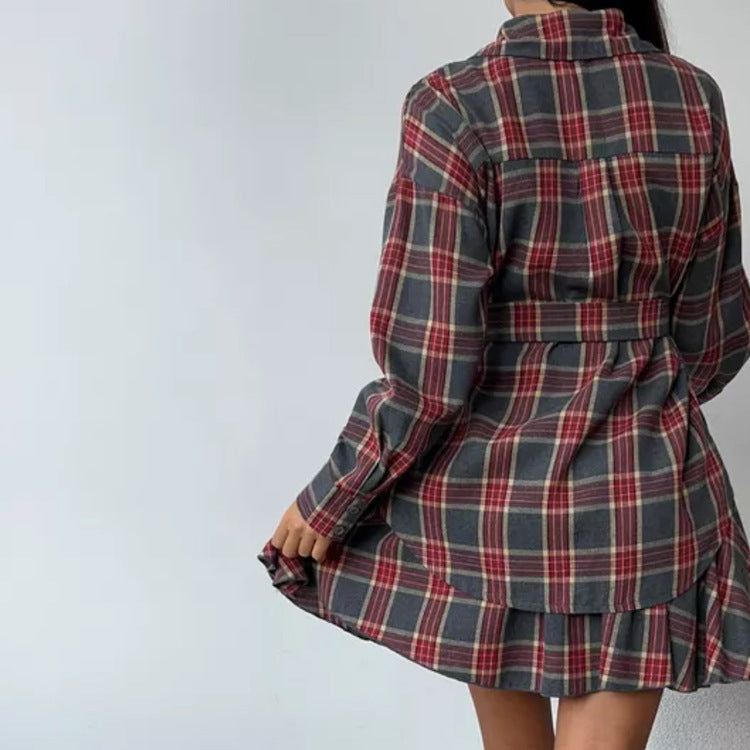 Seraphine™ | Vintage Ekose Elbise Takımı