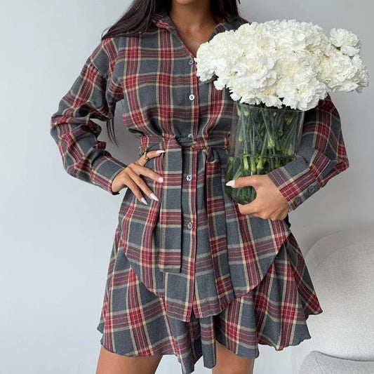Seraphine™ | Vintage Ekose Elbise Takımı