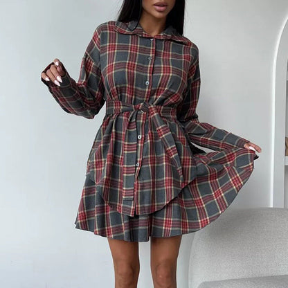 Seraphine™ | Vintage Ekose Elbise Takımı