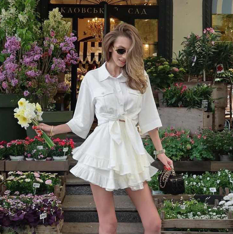 Seraphine™ | Bella Fırfırlı Gömlek Elbise Takımı