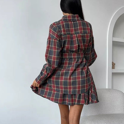 Seraphine™ | Vintage Ekose Elbise Takımı