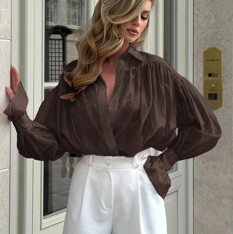 Seraphine™ | Vanessa Balon Kollu Transparan Gömlek