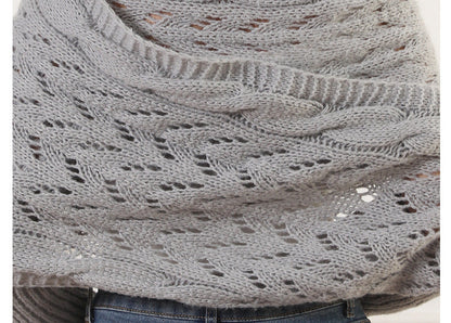 Oversize Örgü Kol Detaylı Panço