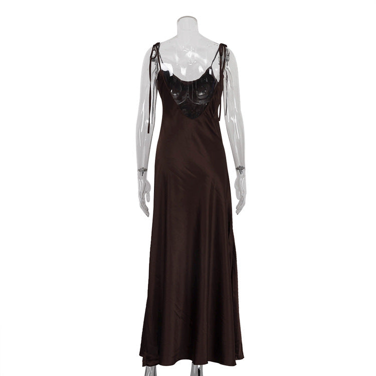 Seraphine™ | Giselle Saten Askılı Maxi Elbise