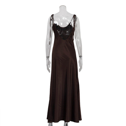 Seraphine™ | Giselle Saten Askılı Maxi Elbise
