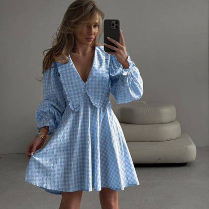 Seraphine™ | Colette Kareli Fırfır Elbise