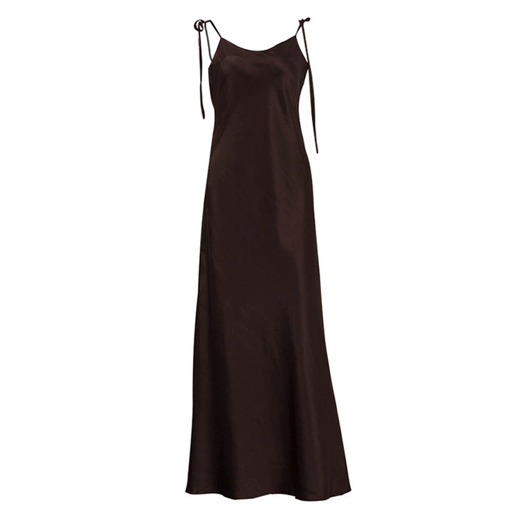 Seraphine™ | Giselle Saten Askılı Maxi Elbise