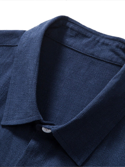 Keten Rayon Karışımı Düğmeli Gömlek ve Düz Paça Keten Pantolon