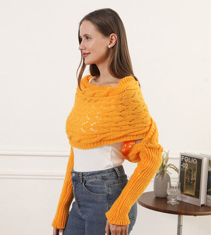 Oversize Örgü Kol Detaylı Panço