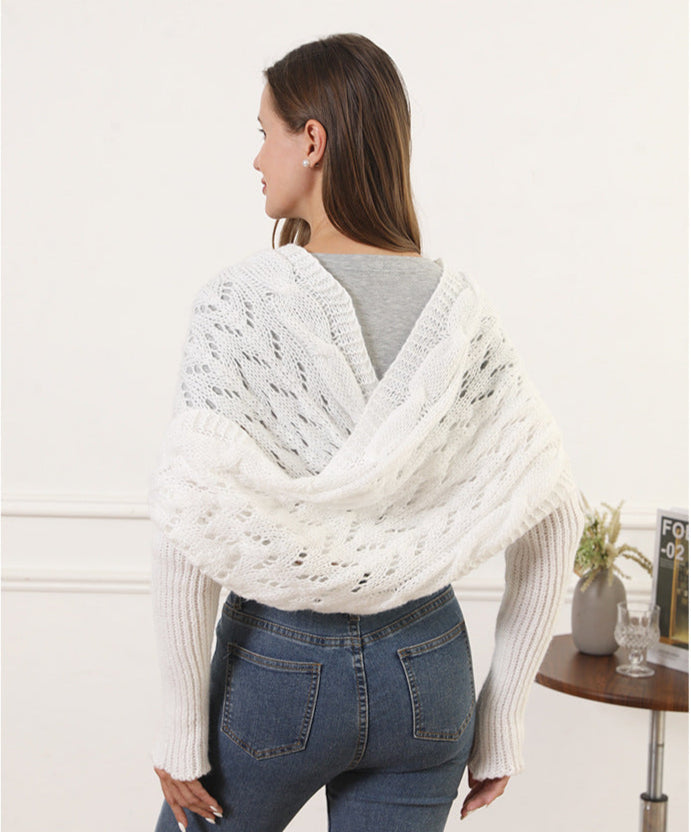 Oversize Örgü Kol Detaylı Panço