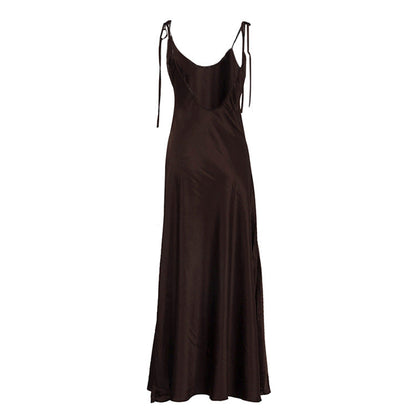 Seraphine™ | Giselle Saten Askılı Maxi Elbise