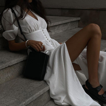 Seraphine™ | Vivianne Düğmeli Yırtmaçlı Maxi Elbise