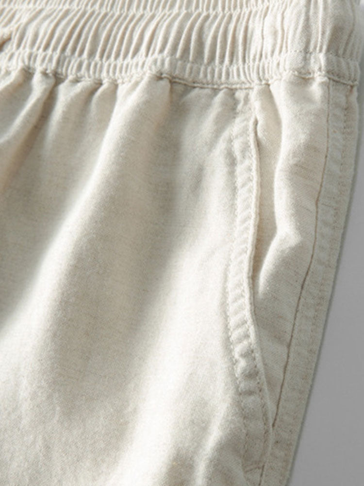 Keten Rayon Karışımı Düğmeli Gömlek ve Düz Paça Keten Pantolon