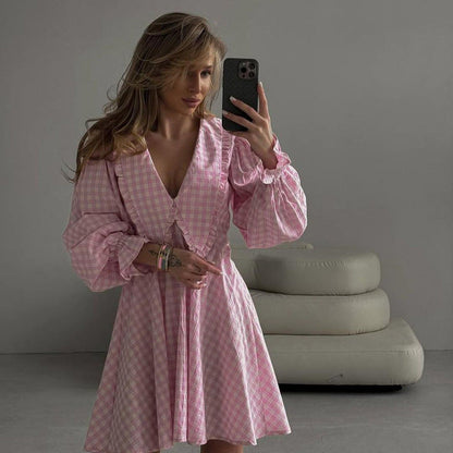 Seraphine™ | Colette Kareli Fırfır Elbise