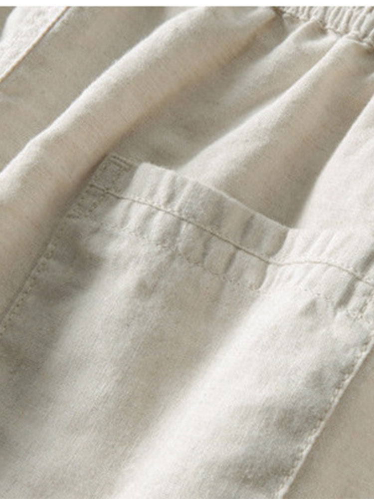 Keten Rayon Karışımı Düğmeli Gömlek ve Düz Paça Keten Pantolon