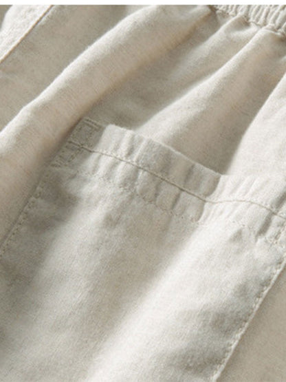 Keten Rayon Karışımı Düğmeli Gömlek ve Düz Paça Keten Pantolon