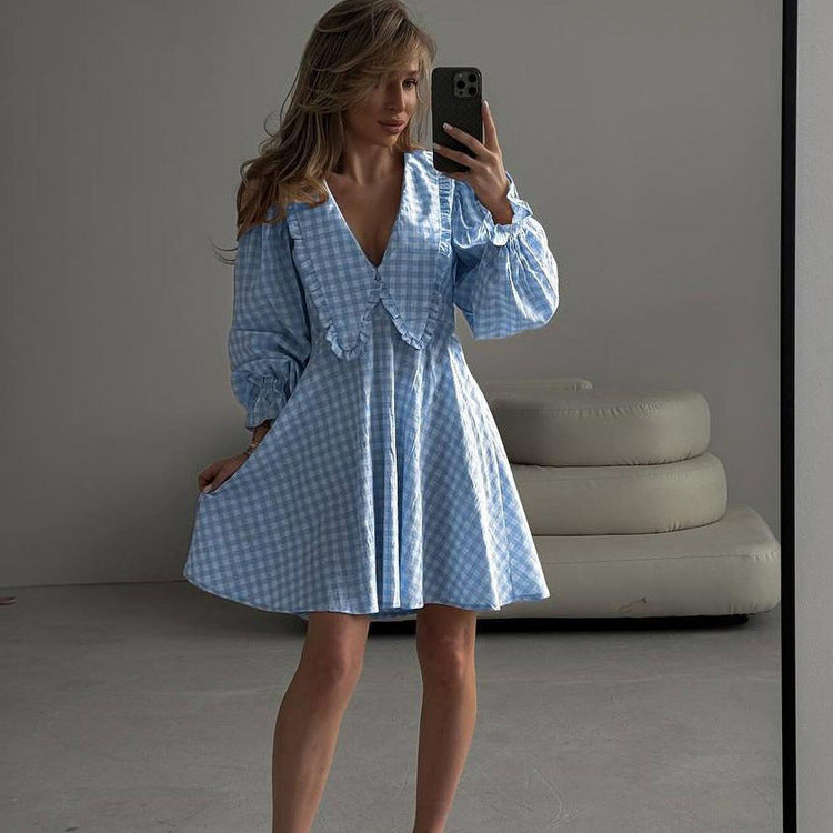 Seraphine™ | Colette Kareli Fırfır Elbise