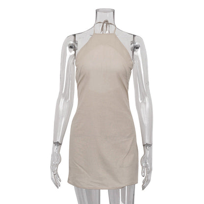 Seraphine™ | Elara Keten Halter Mini Elbise