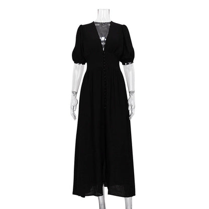 Seraphine™ | Vivianne Düğmeli Yırtmaçlı Maxi Elbise