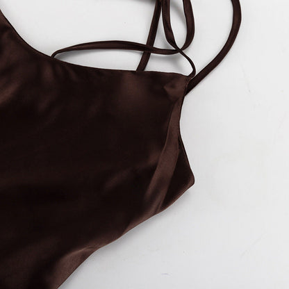 Seraphine™ | Giselle Saten Askılı Maxi Elbise