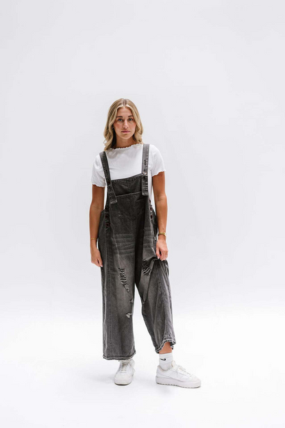Seraphine™ | Vintage Yırtık Detaylı Salopet Tulum