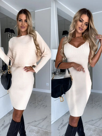 Pullover Üst ve Askılı Elbise Takımı